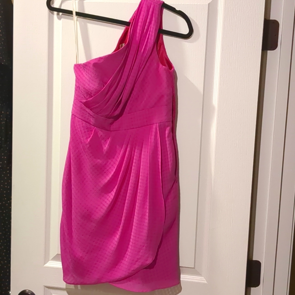 Shoshanna Pink One Shoulder Dress